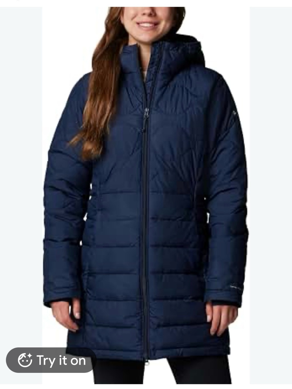 Columbia Omni-heat Women's Navy Long Puffer Coat with Hood